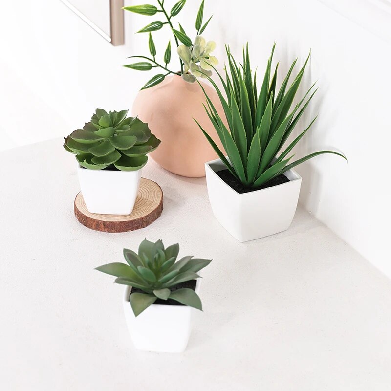 Interior Design Office - 3PCS Artificial Evergreen Plant Bonsai, Suitable