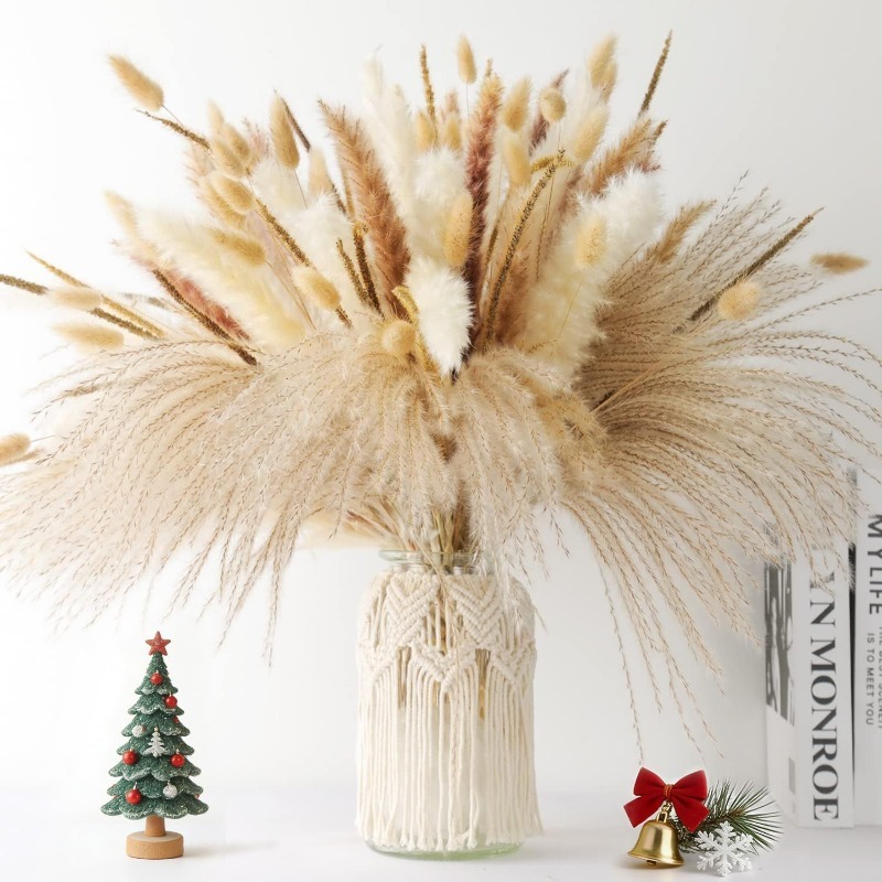 120Pcs Boho Natural‑tone Mixed - огляд і ціна Dried Pampas Bundle