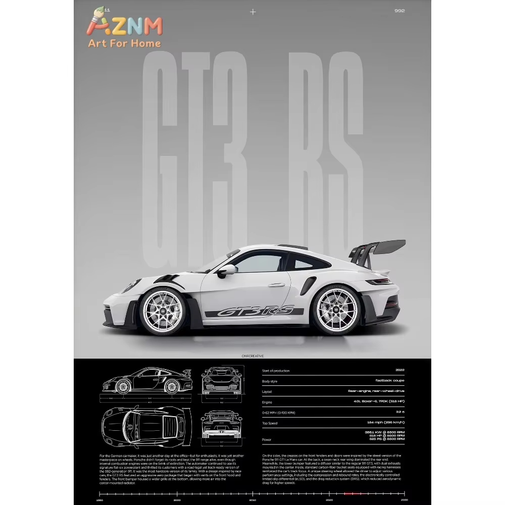 1pc Minimalist 911 GT3-RS 718  - огляд і ціна Interior Design Drawing