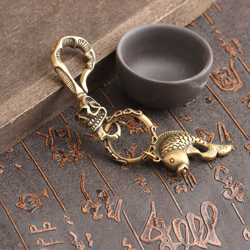 Solid Brass Keychain Skull Hea - огляд і ціна Antique Brass Hook